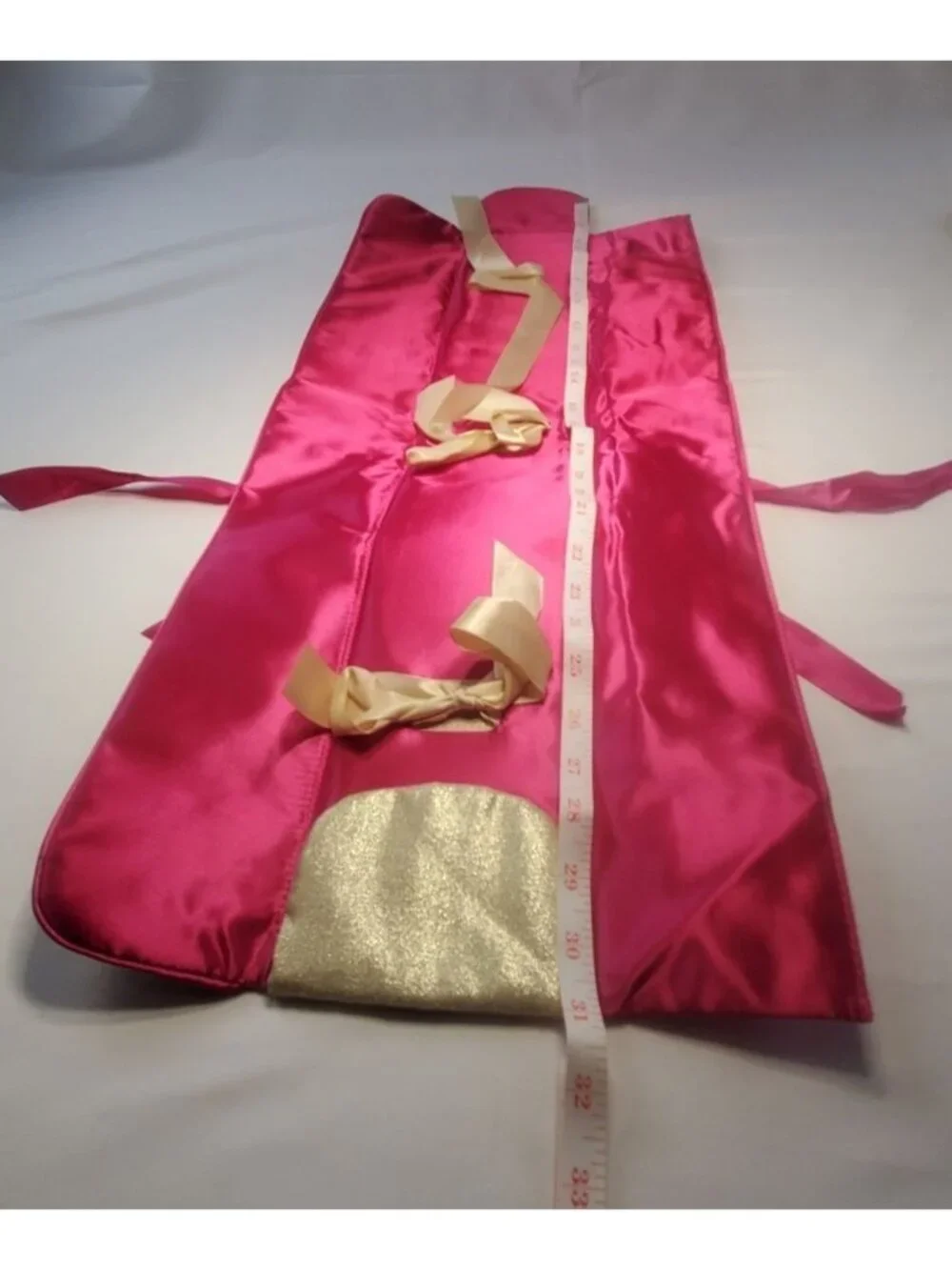 Wig Hair Extension Cover Holder Gold Pink with Ribbons
